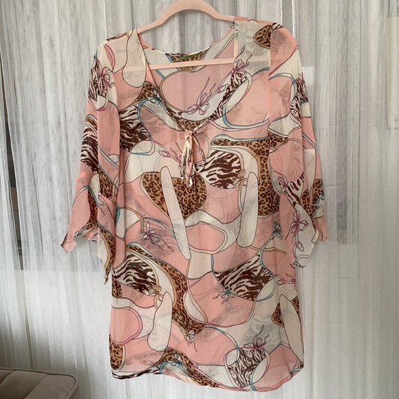 22. Silk “Green” tunic top - Picture 5 of 9